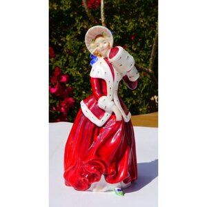 vtg. Royal Doulton England 1946 Figurine HN1992 CHRISTMAS MORN LADY In Red, Mint